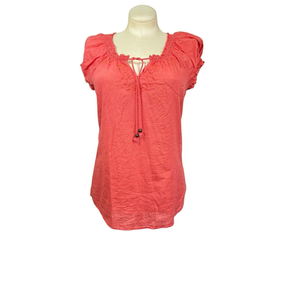 Women's‎ Hang Ten Xl short sleeve BoHo top orange embroidered preowned